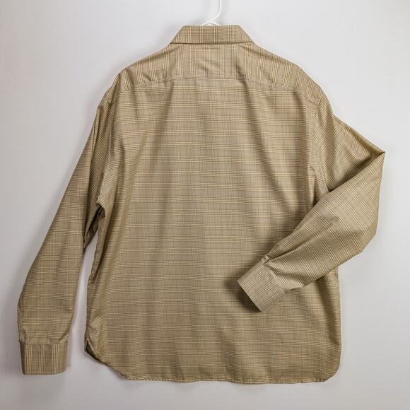 Men’s 2XL Non-Iron Button-Up Shirt Tan Plaid Business Casual Workwear | Joseph A - Picture 9 of 12